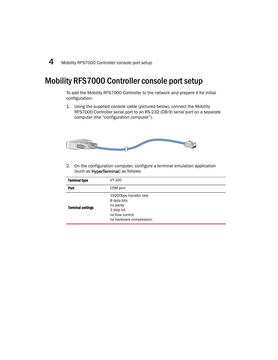 Mobility rfs7000 controller console port setup | Brocade Mobility RFS7000 Controller Installation Guide User Manual | Page 30 / 40