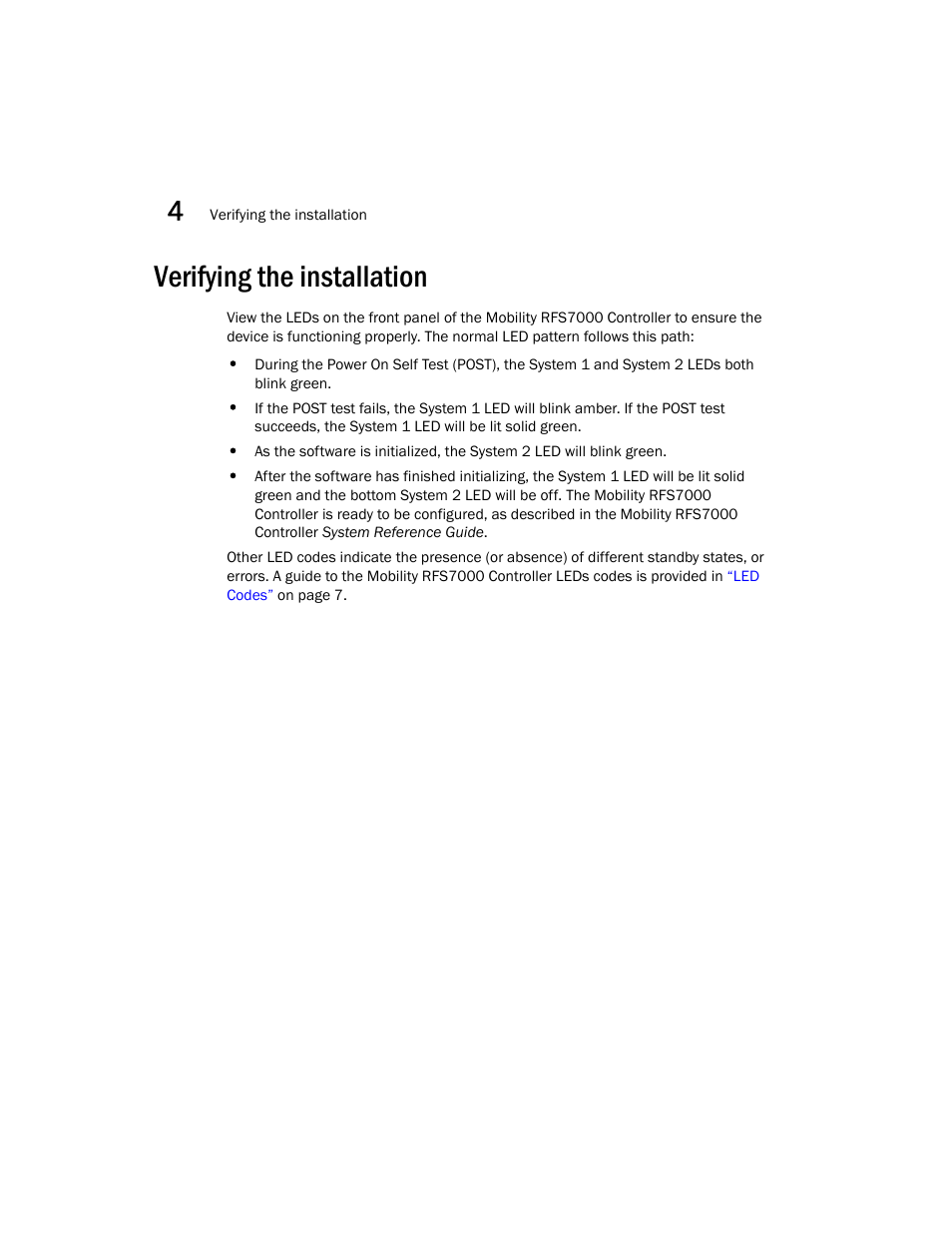 Verifying the installation | Brocade Mobility RFS7000 Controller Installation Guide User Manual | Page 32 / 40