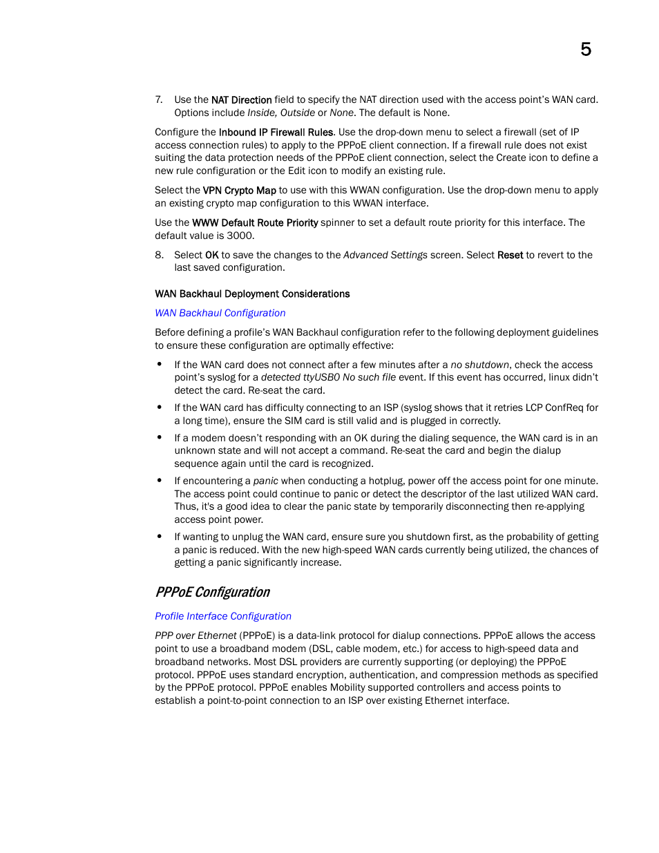 Pppoe configuration | Brocade Mobility Access Point System Reference Guide (Supporting software release 5.5.0.0 and later) User Manual | Page 117 / 854