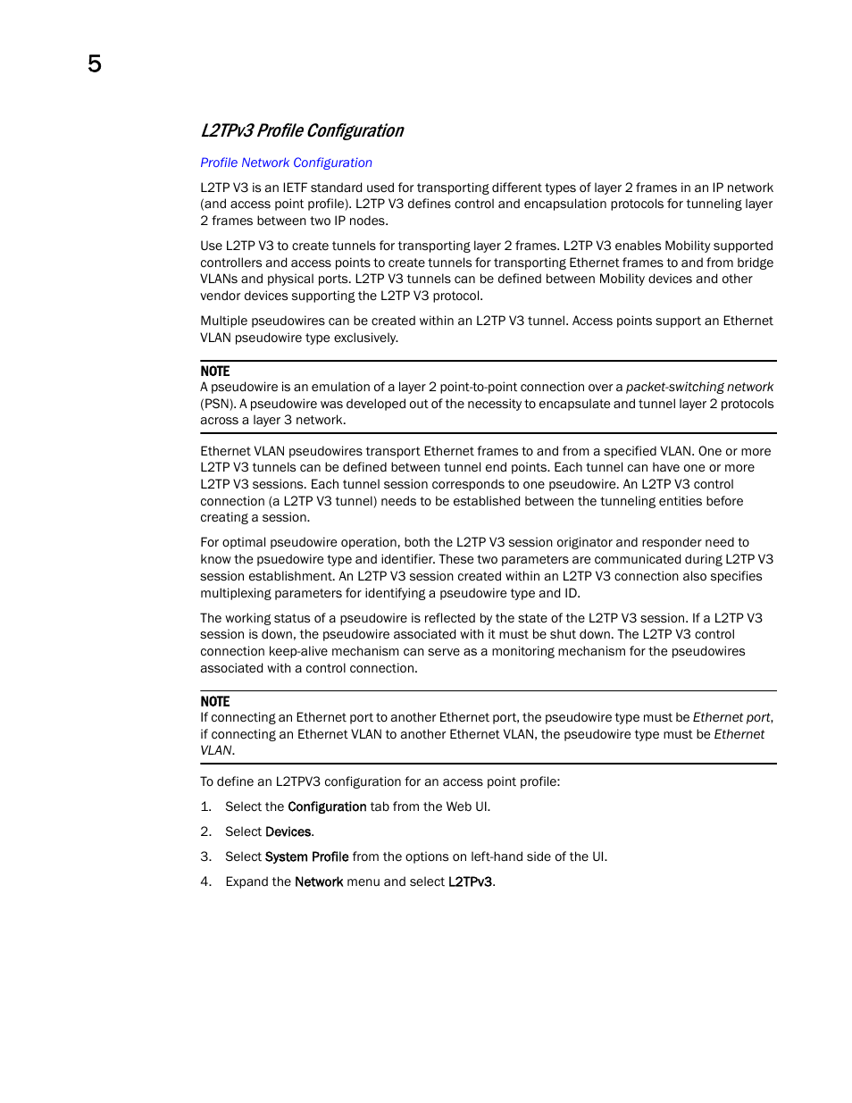 L2tpv3 profile configuration | Brocade Mobility Access Point System Reference Guide (Supporting software release 5.5.0.0 and later) User Manual | Page 124 / 854