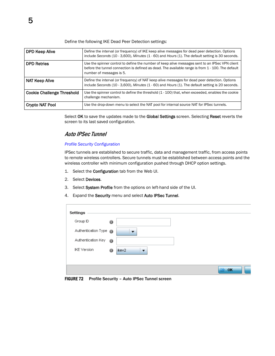 Auto ipsec tunnel | Brocade Mobility Access Point System Reference Guide (Supporting software release 5.5.0.0 and later) User Manual | Page 182 / 854