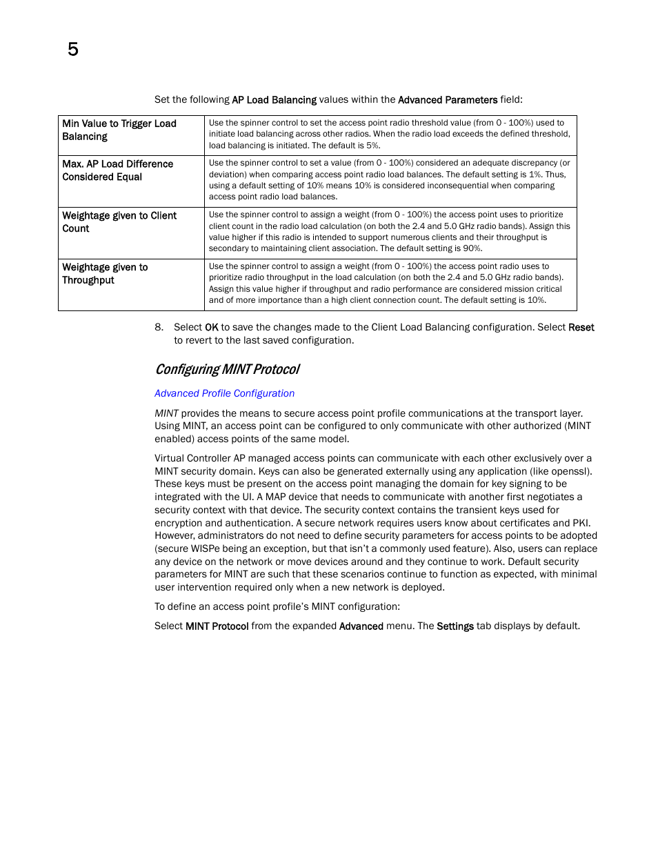 Configuring mint protocol | Brocade Mobility Access Point System Reference Guide (Supporting software release 5.5.0.0 and later) User Manual | Page 224 / 854