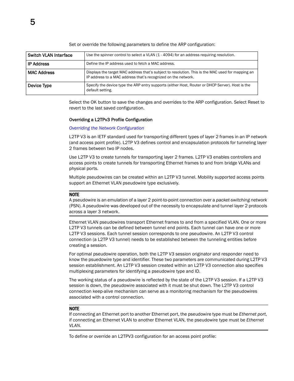 Overriding a l2tpv3 profile configuration | Brocade Mobility Access Point System Reference Guide (Supporting software release 5.5.0.0 and later) User Manual | Page 300 / 854