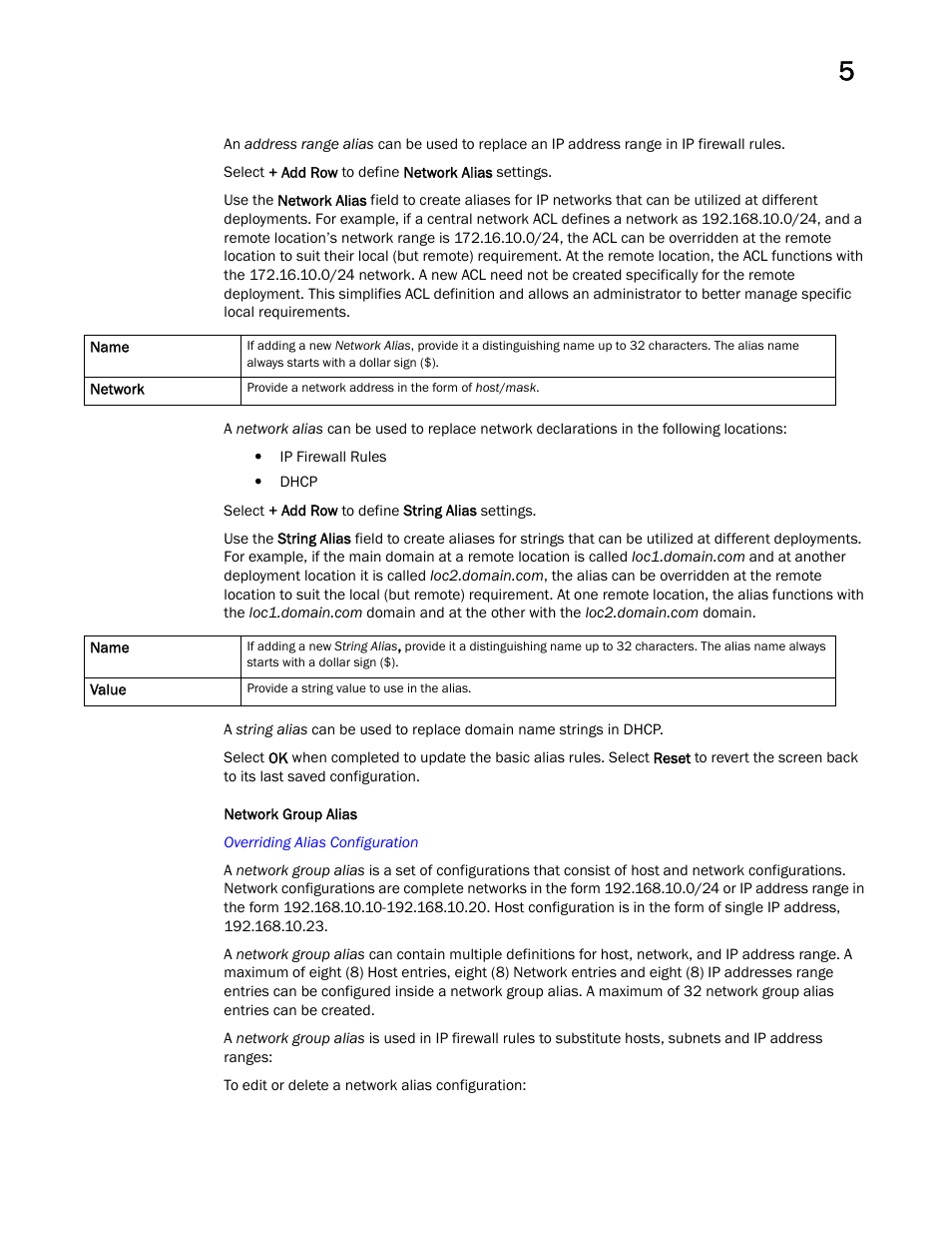 Network group alias | Brocade Mobility Access Point System Reference Guide (Supporting software release 5.5.0.0 and later) User Manual | Page 339 / 854