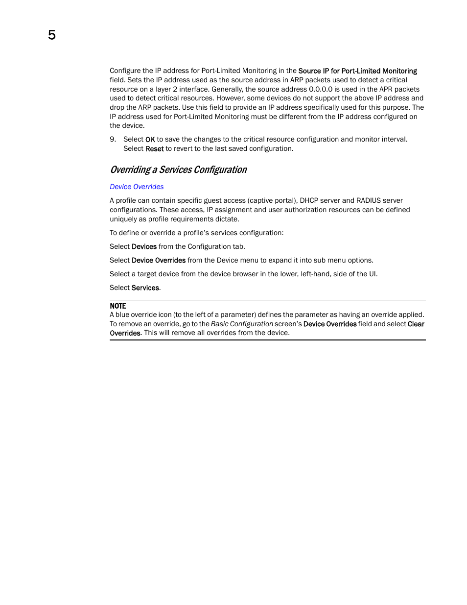 Overriding a services configuration | Brocade Mobility Access Point System Reference Guide (Supporting software release 5.5.0.0 and later) User Manual | Page 374 / 854