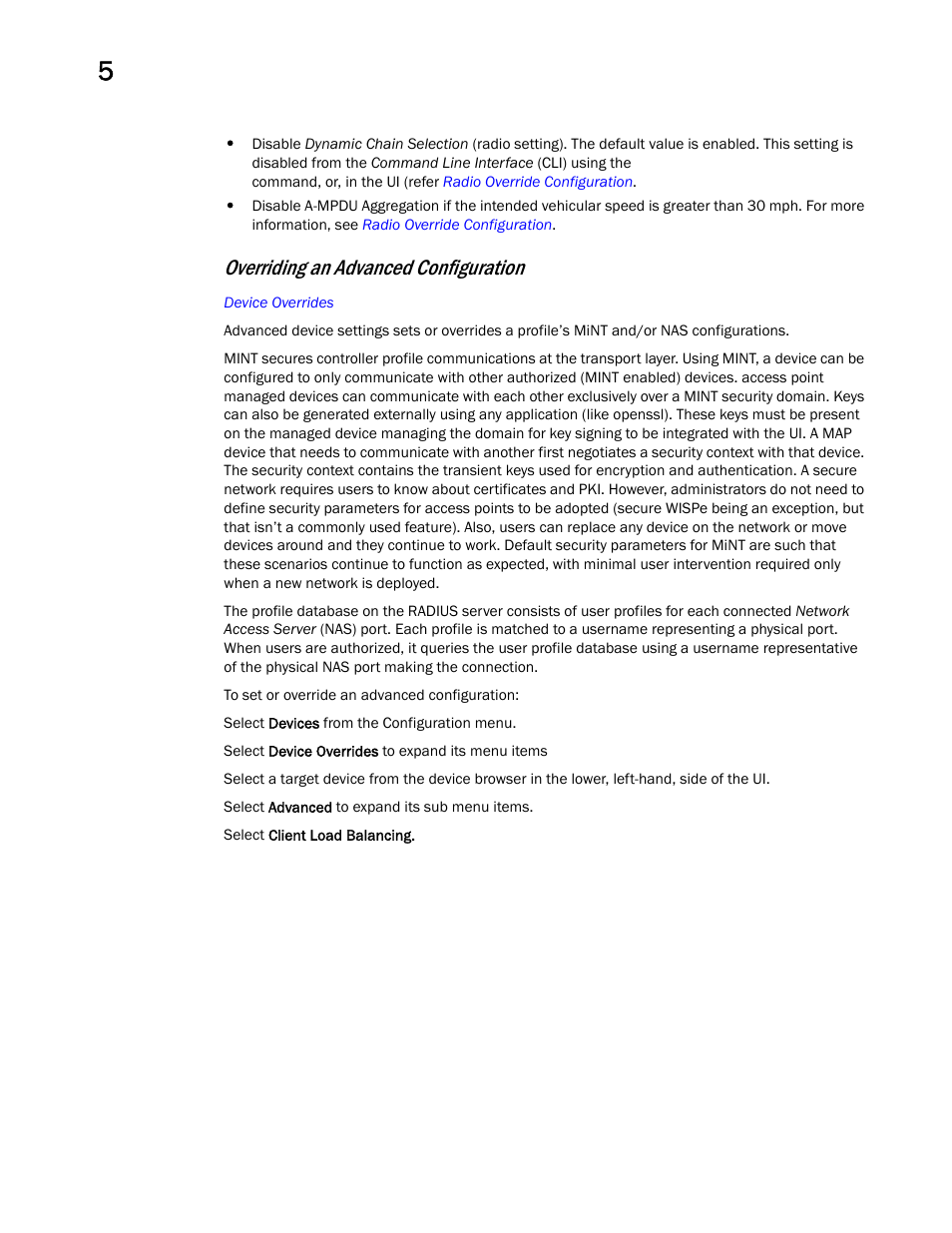 Overriding an advanced configuration | Brocade Mobility Access Point System Reference Guide (Supporting software release 5.5.0.0 and later) User Manual | Page 390 / 854