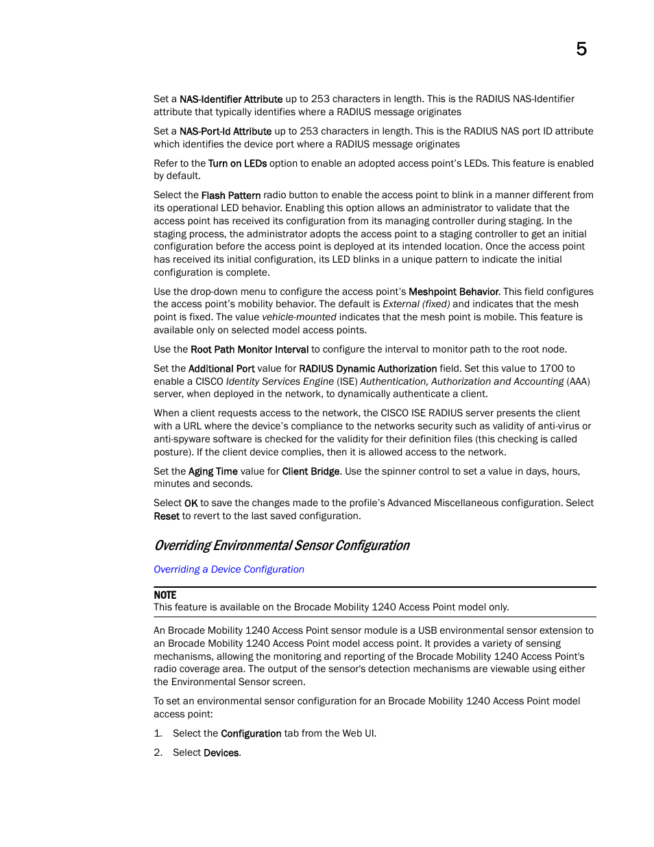Overriding environmental sensor configuration | Brocade Mobility Access Point System Reference Guide (Supporting software release 5.5.0.0 and later) User Manual | Page 399 / 854