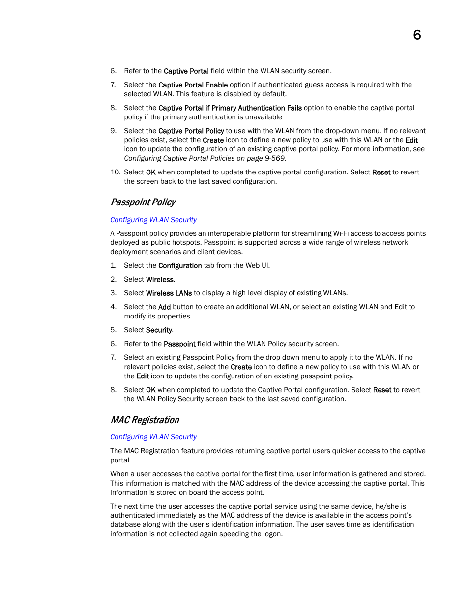 Passpoint policy, Mac registration | Brocade Mobility Access Point System Reference Guide (Supporting software release 5.5.0.0 and later) User Manual | Page 413 / 854