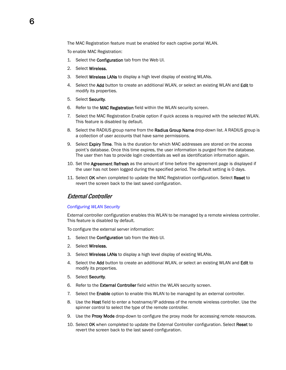 External controller | Brocade Mobility Access Point System Reference Guide (Supporting software release 5.5.0.0 and later) User Manual | Page 414 / 854