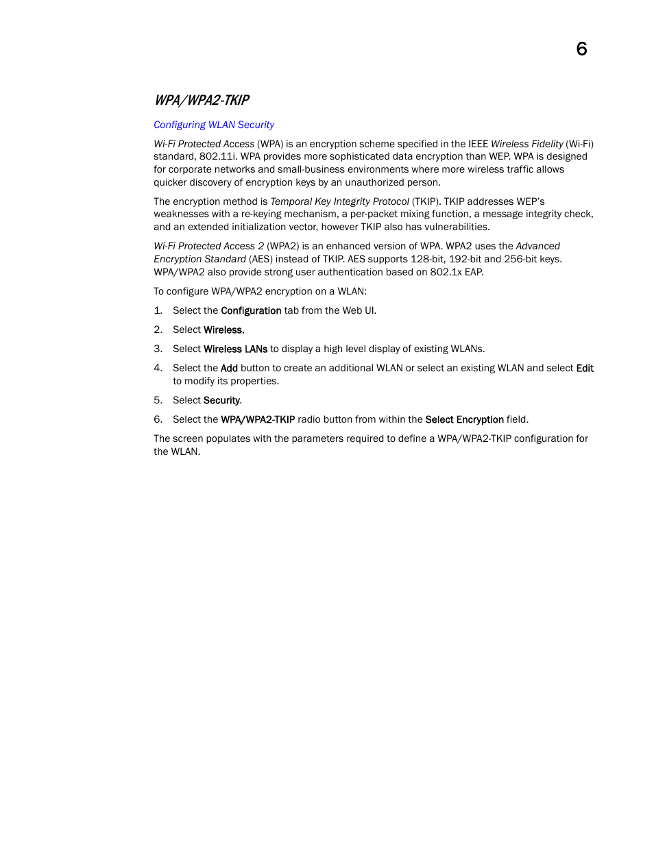 Wpa/wpa2-tkip | Brocade Mobility Access Point System Reference Guide (Supporting software release 5.5.0.0 and later) User Manual | Page 415 / 854