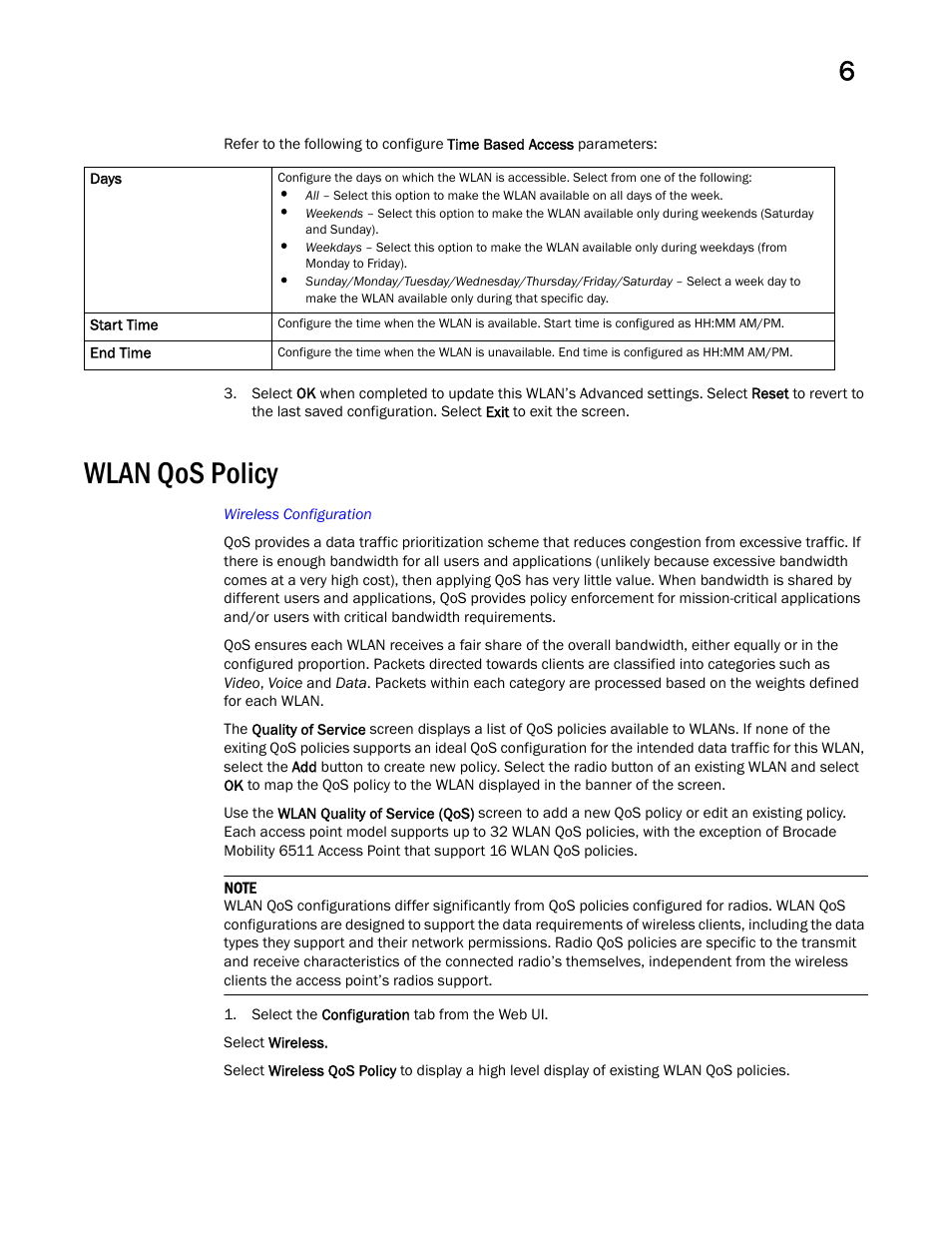 Wlan qos policy | Brocade Mobility Access Point System Reference Guide (Supporting software release 5.5.0.0 and later) User Manual | Page 447 / 854