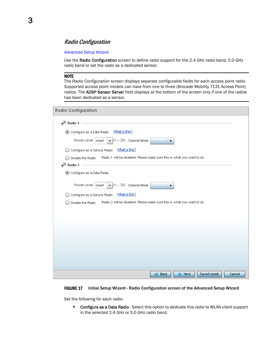 Radio configuration | Brocade Mobility Access Point System Reference Guide (Supporting software release 5.5.0.0 and later) User Manual | Page 46 / 854