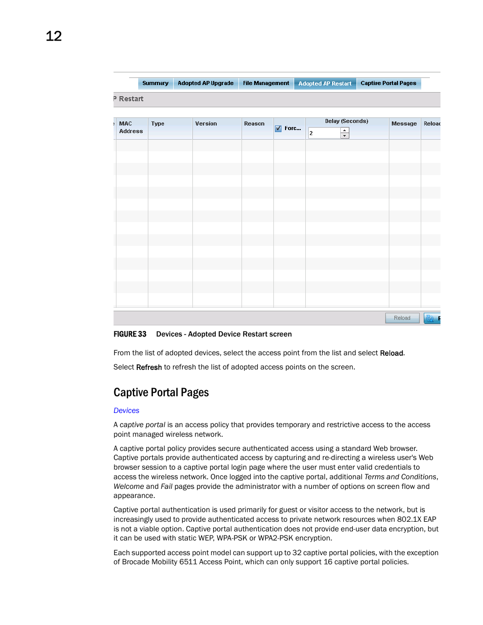 Captive portal pages | Brocade Mobility Access Point System Reference Guide (Supporting software release 5.5.0.0 and later) User Manual | Page 680 / 854