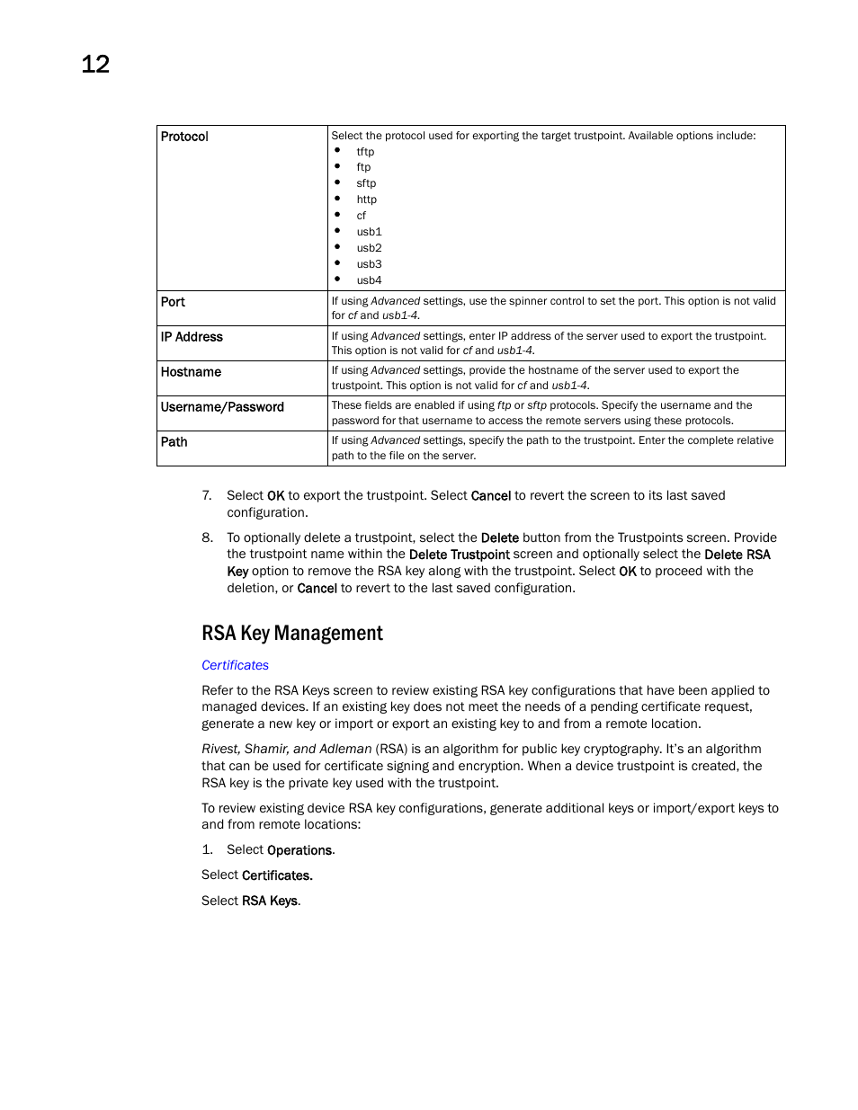 Rsa key management | Brocade Mobility Access Point System Reference Guide (Supporting software release 5.5.0.0 and later) User Manual | Page 692 / 854