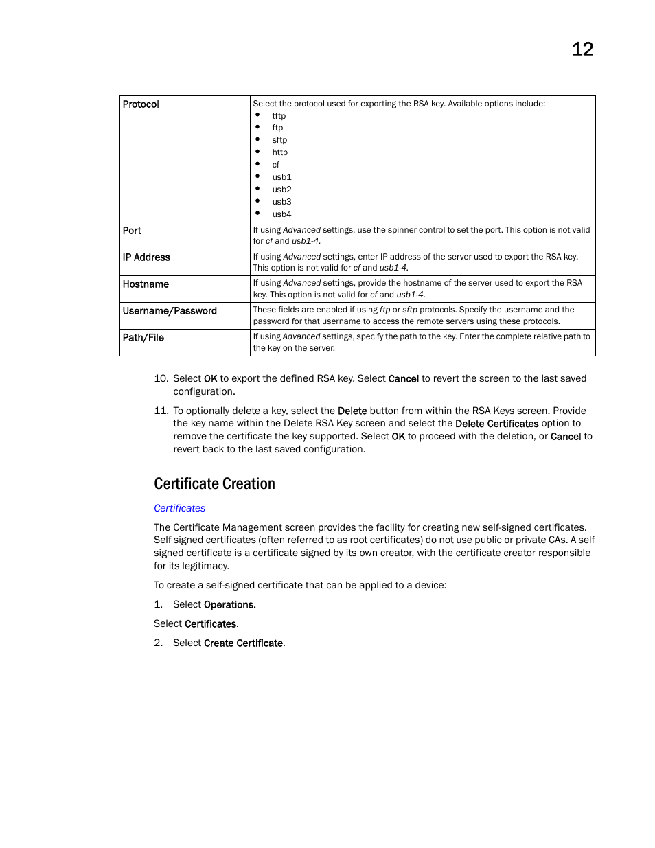 Certificate creation | Brocade Mobility Access Point System Reference Guide (Supporting software release 5.5.0.0 and later) User Manual | Page 697 / 854