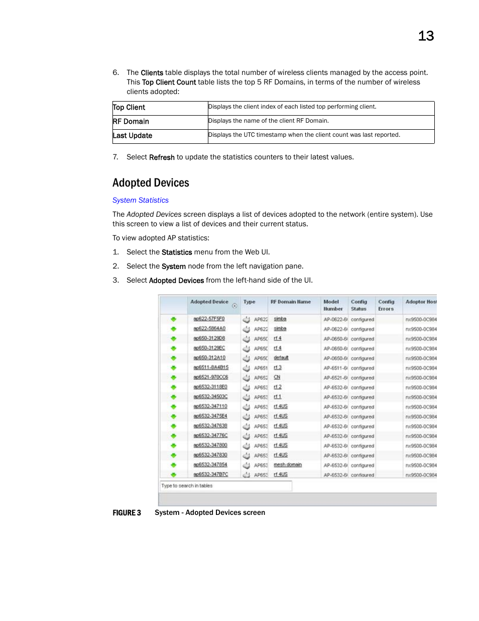 Adopted devices | Brocade Mobility Access Point System Reference Guide (Supporting software release 5.5.0.0 and later) User Manual | Page 709 / 854