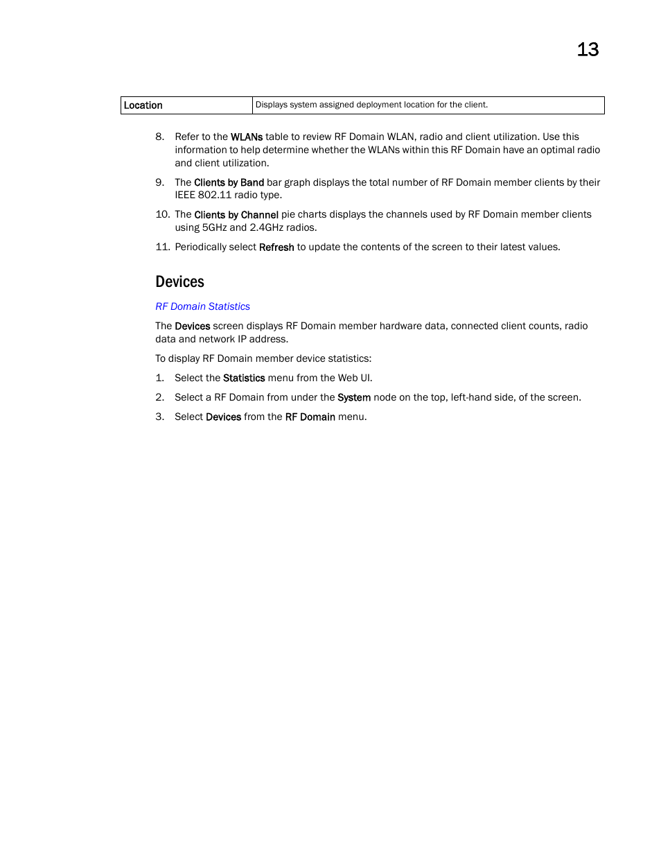 Devices | Brocade Mobility Access Point System Reference Guide (Supporting software release 5.5.0.0 and later) User Manual | Page 723 / 854