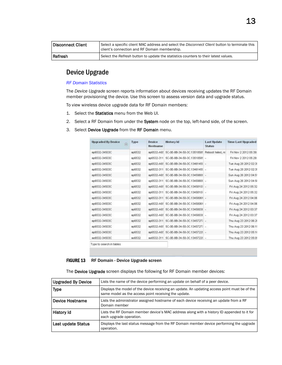 Device upgrade | Brocade Mobility Access Point System Reference Guide (Supporting software release 5.5.0.0 and later) User Manual | Page 727 / 854