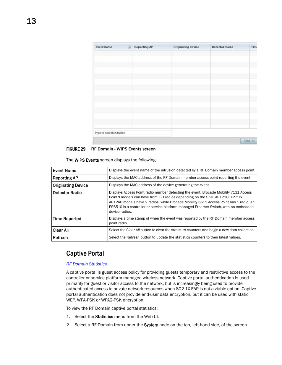 Captive portal | Brocade Mobility Access Point System Reference Guide (Supporting software release 5.5.0.0 and later) User Manual | Page 758 / 854