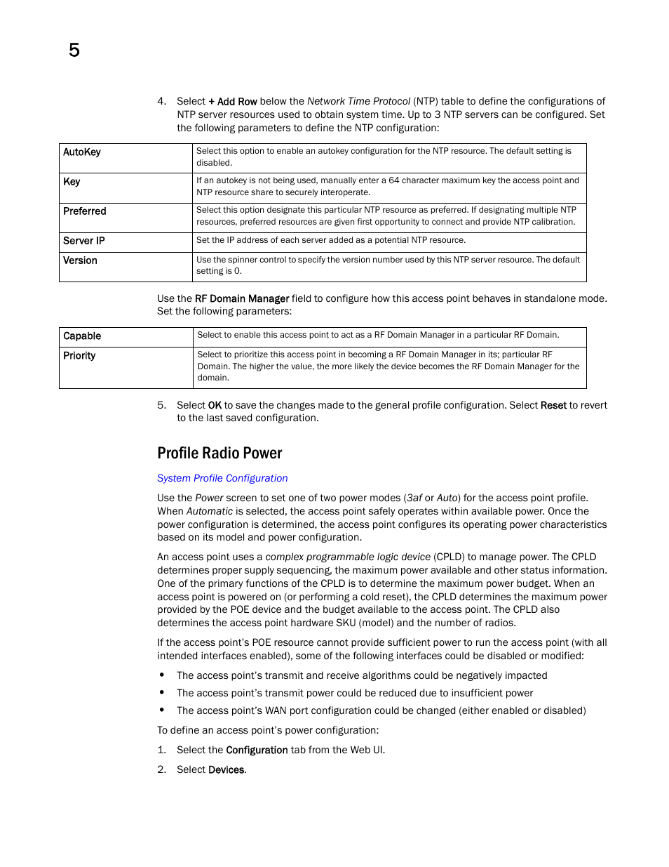 Profile radio power | Brocade Mobility Access Point System Reference Guide (Supporting software release 5.5.0.0 and later) User Manual | Page 80 / 854