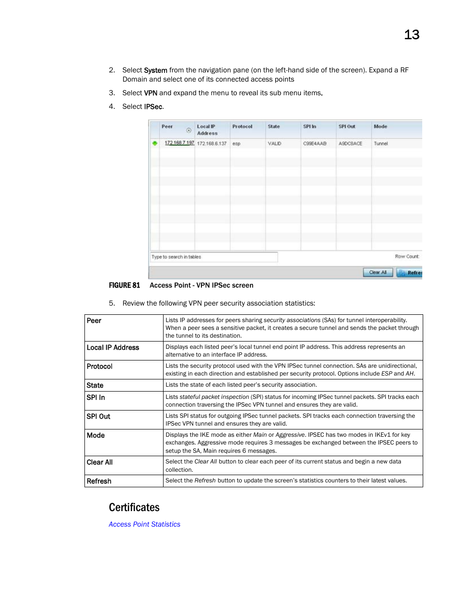 Certificates | Brocade Mobility Access Point System Reference Guide (Supporting software release 5.5.0.0 and later) User Manual | Page 827 / 854