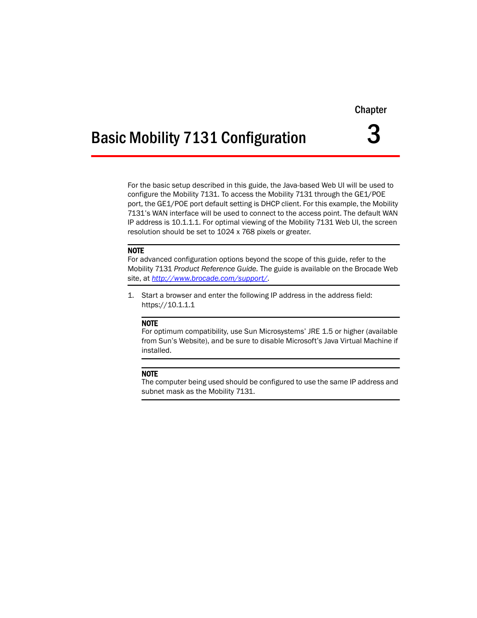 Basic mobility 7131 configuration, 3 basic mobility 7131 configuration | Brocade Mobility 7131 Installation Guide - Dependent Mode (Supporting software release 4.1.0.0 and later) User Manual | Page 29 / 52