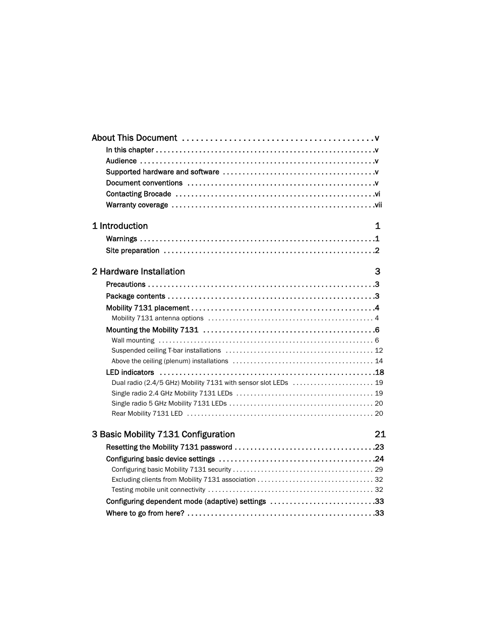 Brocade Mobility 7131 Installation Guide - Dependent Mode (Supporting software release 4.1.0.0 and later) User Manual | Page 3 / 52
