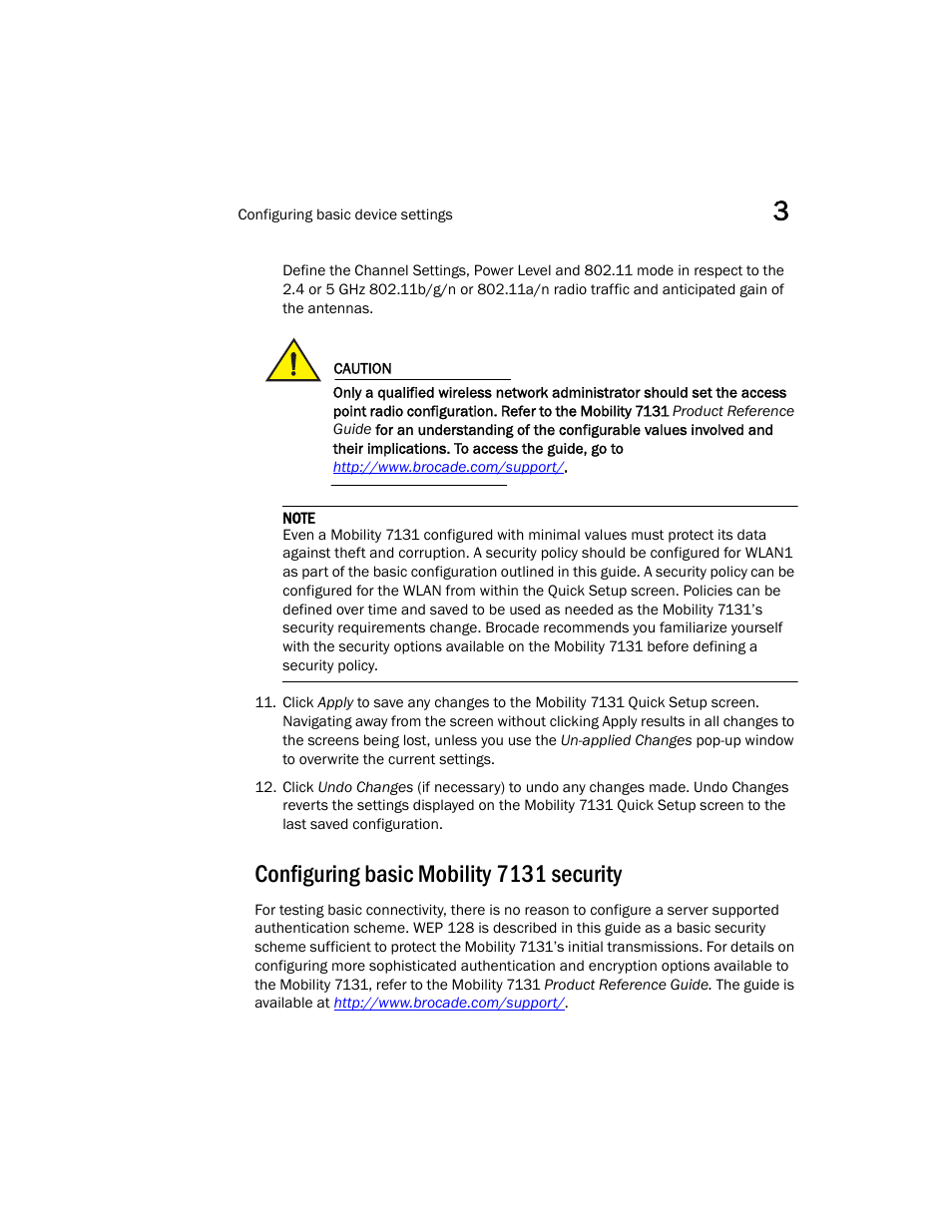 Configuring basic mobility 7131 security | Brocade Mobility 7131 Installation Guide - Dependent Mode (Supporting software release 4.1.0.0 and later) User Manual | Page 37 / 52