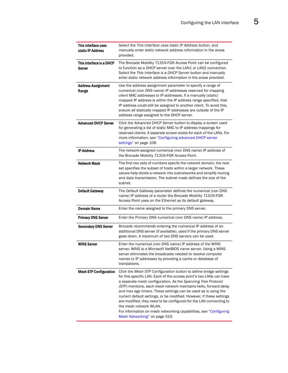 Brocade Mobility 7131N-FGR Access Point Product Reference Guide (Supporting software release 4.0.0.0-35GRN and later) User Manual | Page 119 / 593