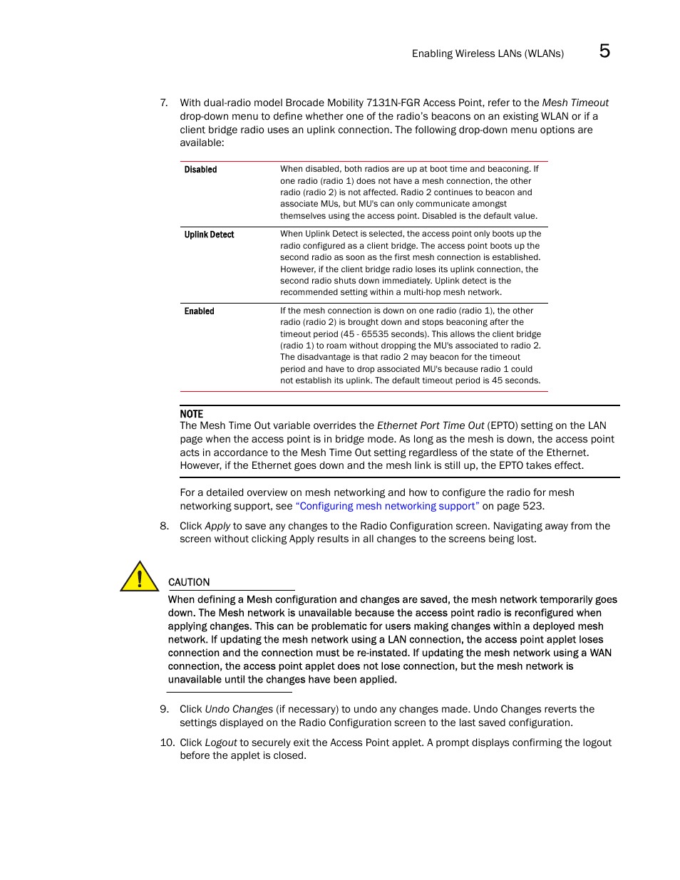 Brocade Mobility 7131N-FGR Access Point Product Reference Guide (Supporting software release 4.0.0.0-35GRN and later) User Manual | Page 153 / 593