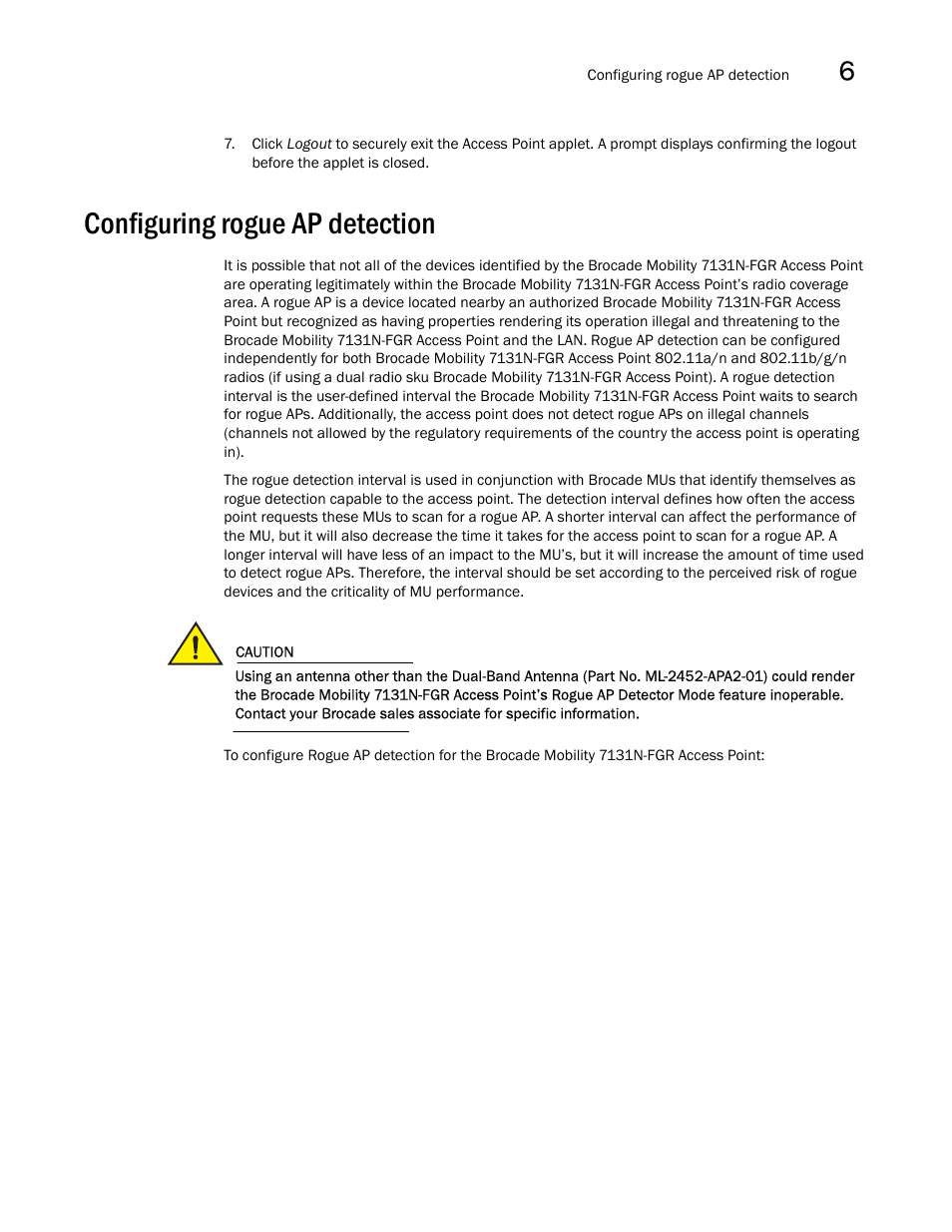 Configuring rogue ap detection, Configuring rogue ap, Detection | Brocade Mobility 7131N-FGR Access Point Product Reference Guide (Supporting software release 4.0.0.0-35GRN and later) User Manual | Page 207 / 593