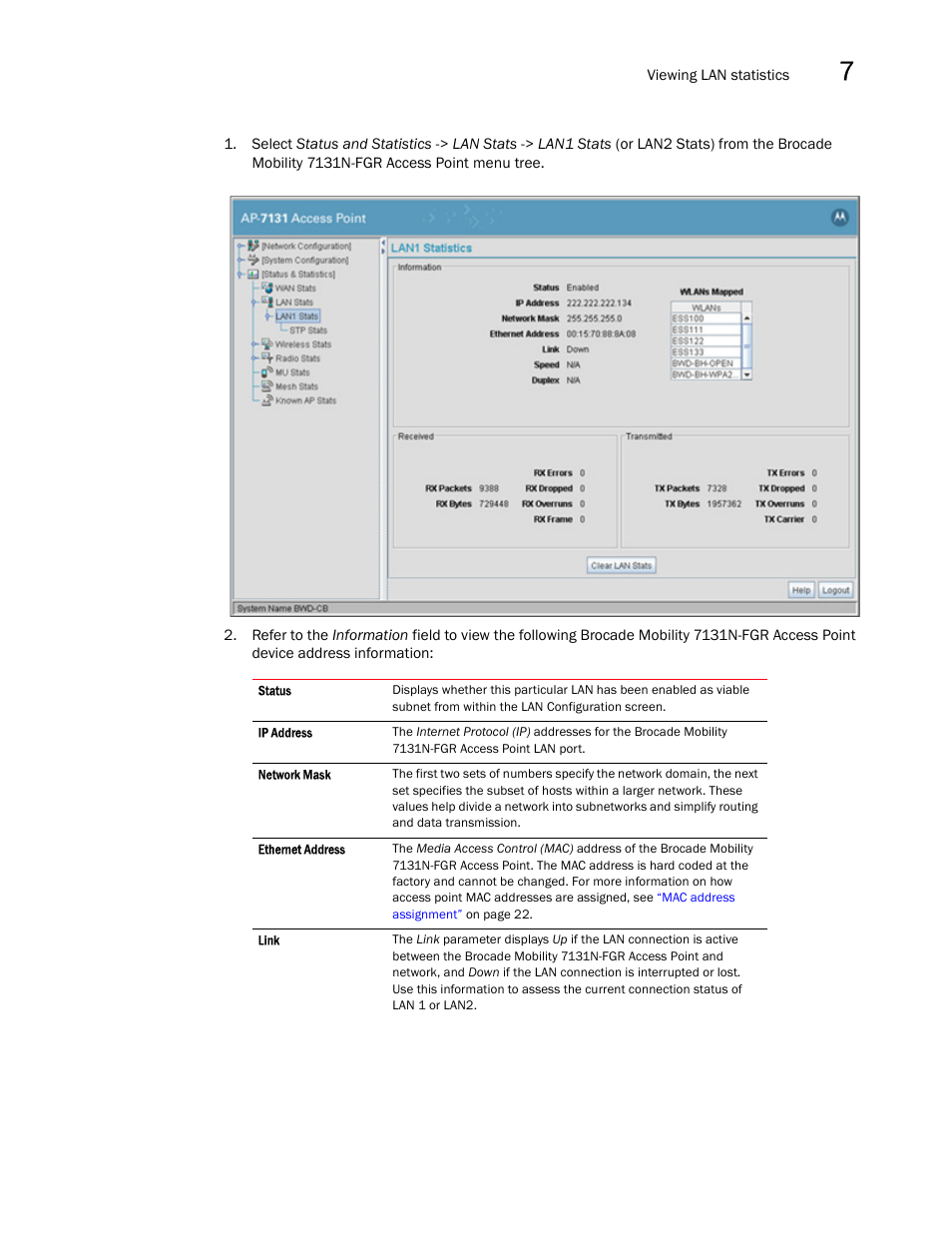 Brocade Mobility 7131N-FGR Access Point Product Reference Guide (Supporting software release 4.0.0.0-35GRN and later) User Manual | Page 231 / 593
