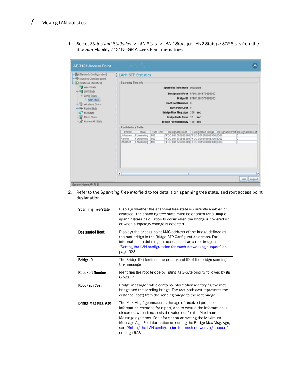 Brocade Mobility 7131N-FGR Access Point Product Reference Guide (Supporting software release 4.0.0.0-35GRN and later) User Manual | Page 234 / 593