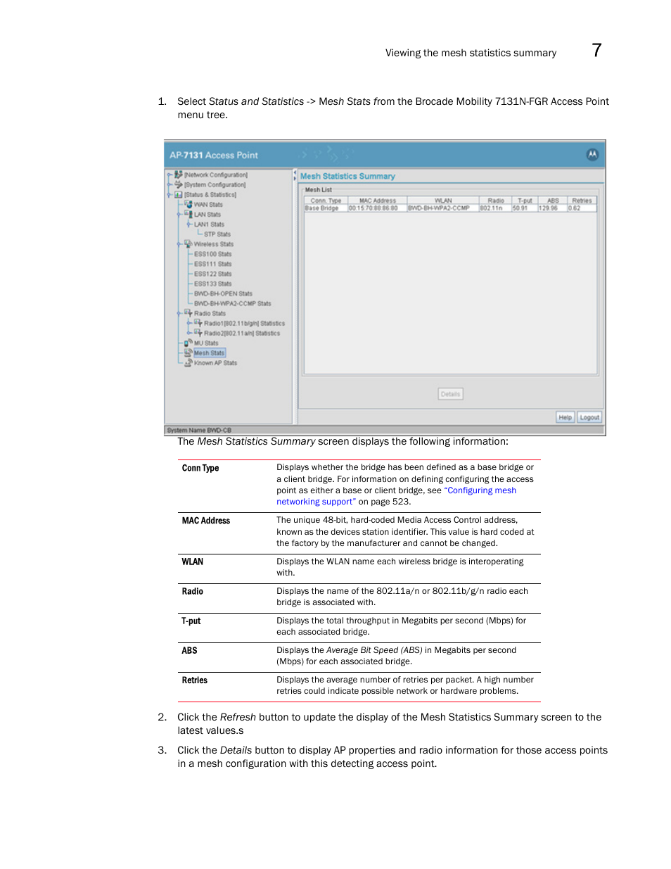 Brocade Mobility 7131N-FGR Access Point Product Reference Guide (Supporting software release 4.0.0.0-35GRN and later) User Manual | Page 251 / 593