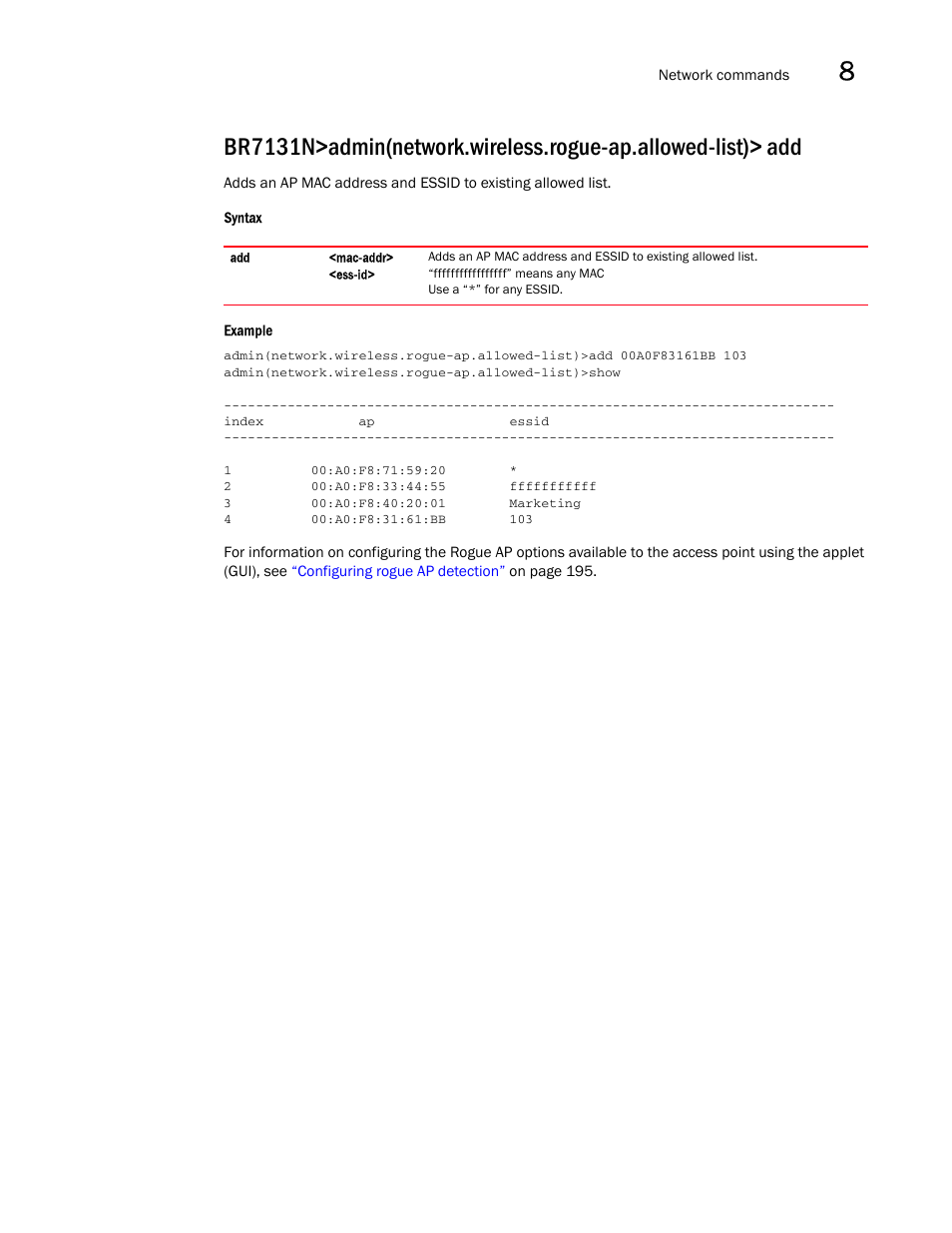 Brocade Mobility 7131N-FGR Access Point Product Reference Guide (Supporting software release 4.0.0.0-35GRN and later) User Manual | Page 393 / 593