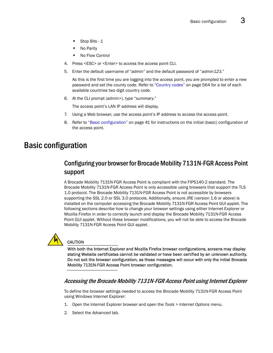 Basic configuration, Basic, Configuration | Brocade Mobility 7131N-FGR Access Point Product Reference Guide (Supporting software release 4.0.0.0-35GRN and later) User Manual | Page 53 / 593