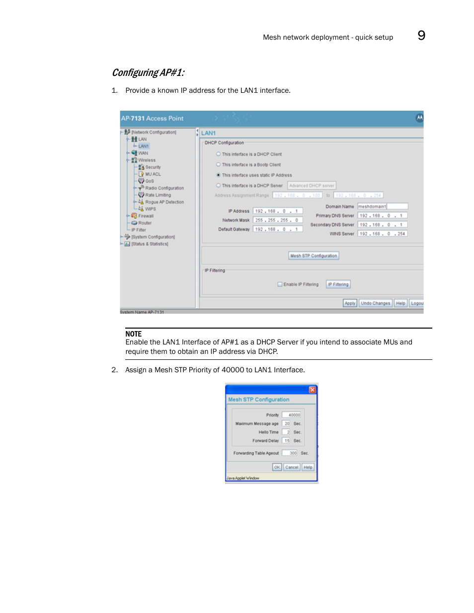 Configuring ap#1 | Brocade Mobility 7131N-FGR Access Point Product Reference Guide (Supporting software release 4.0.0.0-35GRN and later) User Manual | Page 545 / 593