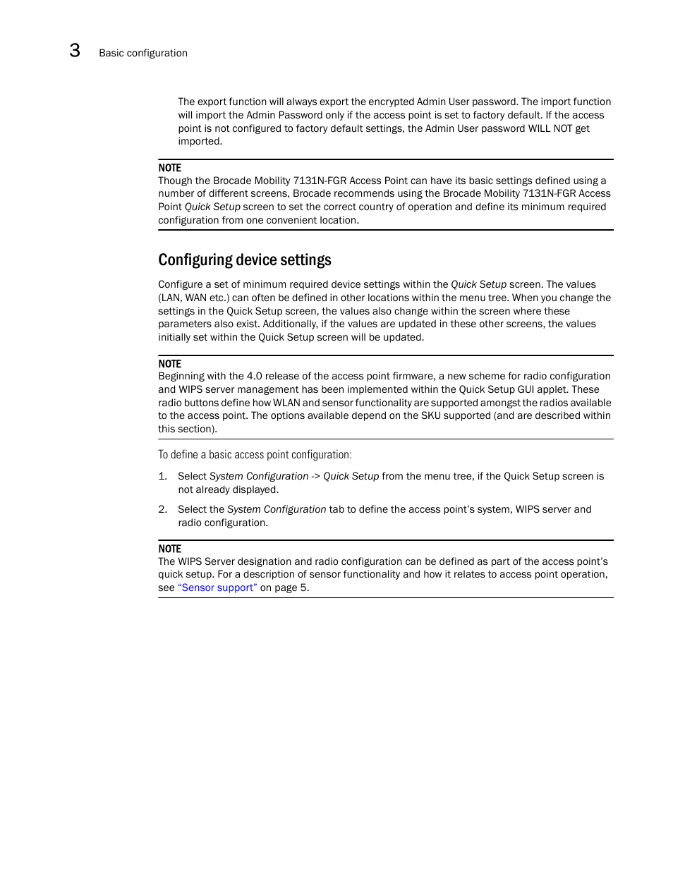 Configuring device settings | Brocade Mobility 7131N-FGR Access Point Product Reference Guide (Supporting software release 4.0.0.0-35GRN and later) User Manual | Page 56 / 593