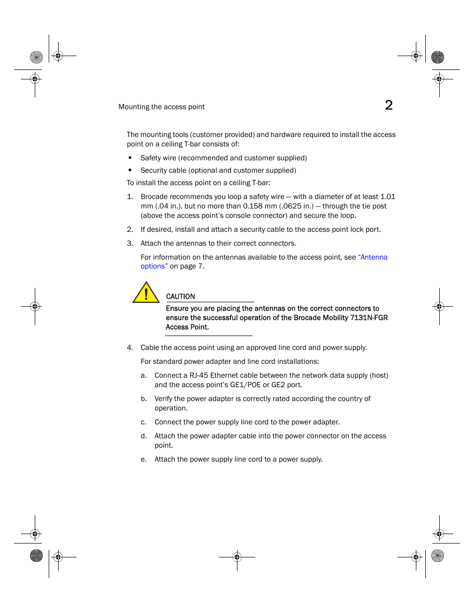 Brocade Mobility 7131N-FGR Access Point Installation Guide (Supporting software release 4.0.0.0-035GRN and later) User Manual | Page 21 / 65