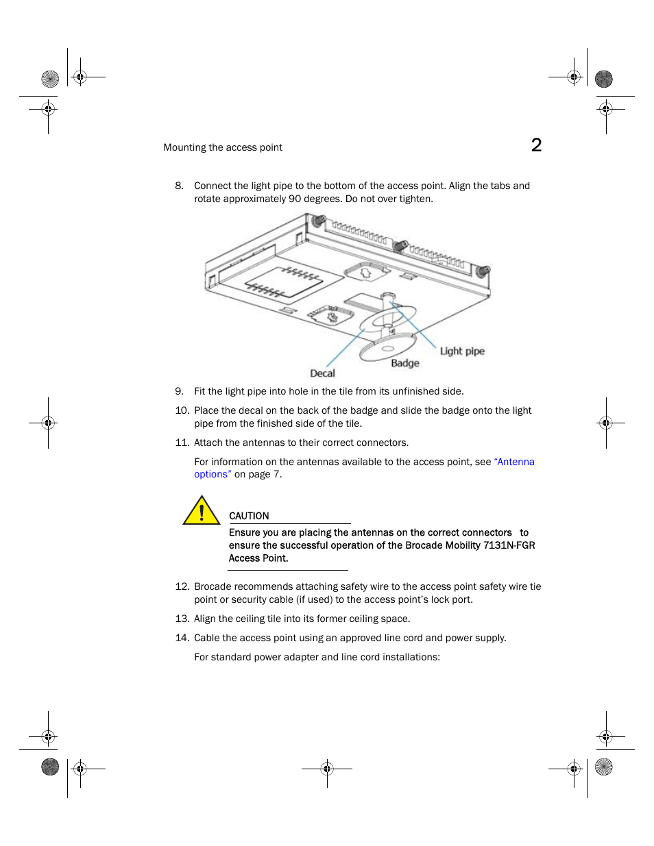 Brocade Mobility 7131N-FGR Access Point Installation Guide (Supporting software release 4.0.0.0-035GRN and later) User Manual | Page 25 / 65