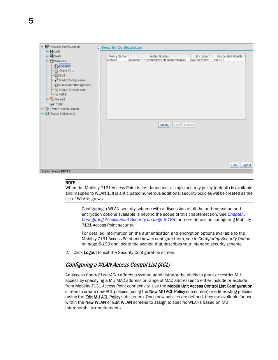 Configuring a wlan access control list (acl) | Brocade Mobility 7131 Access Point Product Reference Guide (Supporting software release 4.4.0.0 and later) User Manual | Page 156 / 520