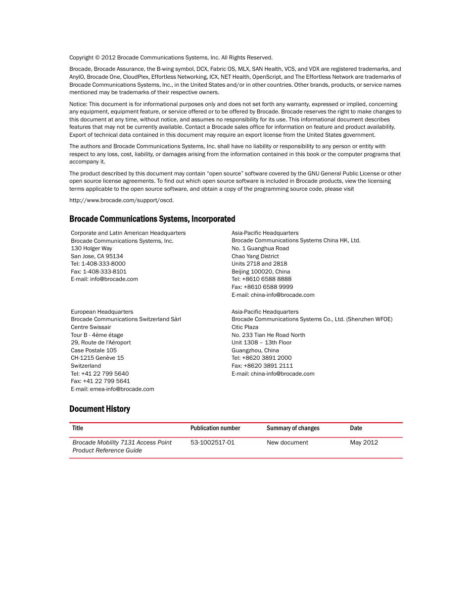 Brocade Mobility 7131 Access Point Product Reference Guide (Supporting software release 4.4.0.0 and later) User Manual | Page 2 / 520