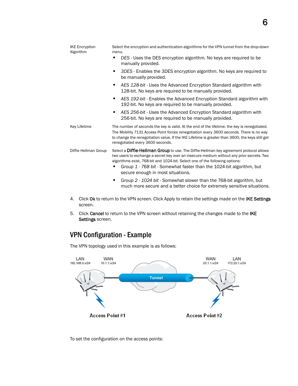 Vpn configuration - example | Brocade Mobility 7131 Access Point Product Reference Guide (Supporting software release 4.4.0.0 and later) User Manual | Page 241 / 520