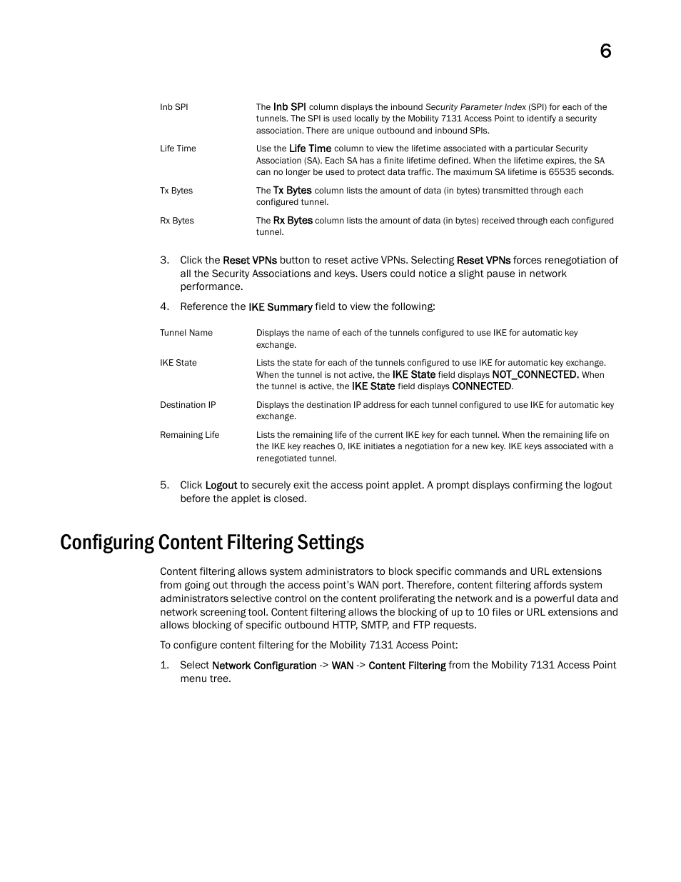 Configuring content filtering settings | Brocade Mobility 7131 Access Point Product Reference Guide (Supporting software release 4.4.0.0 and later) User Manual | Page 243 / 520