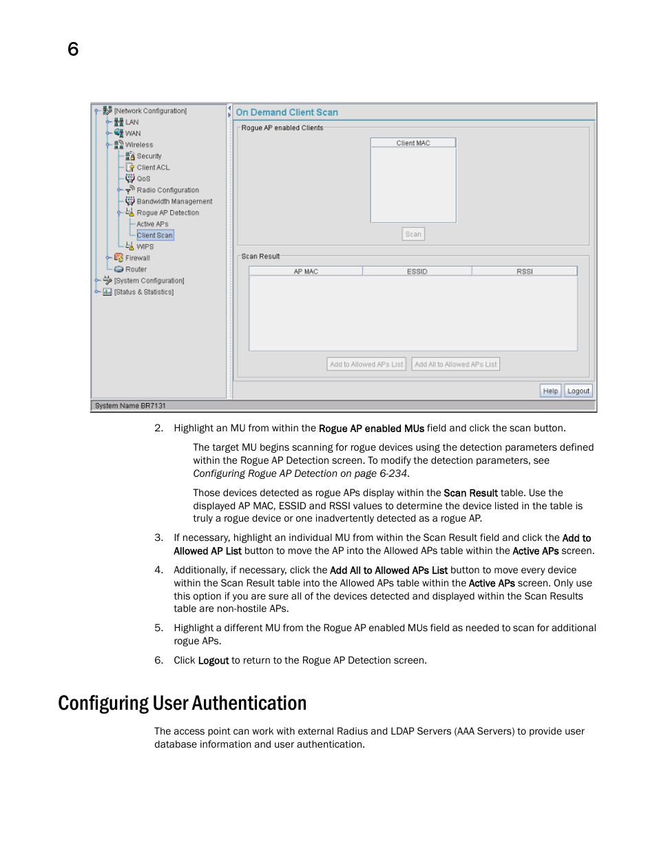 Configuring user authentication | Brocade Mobility 7131 Access Point Product Reference Guide (Supporting software release 4.4.0.0 and later) User Manual | Page 252 / 520