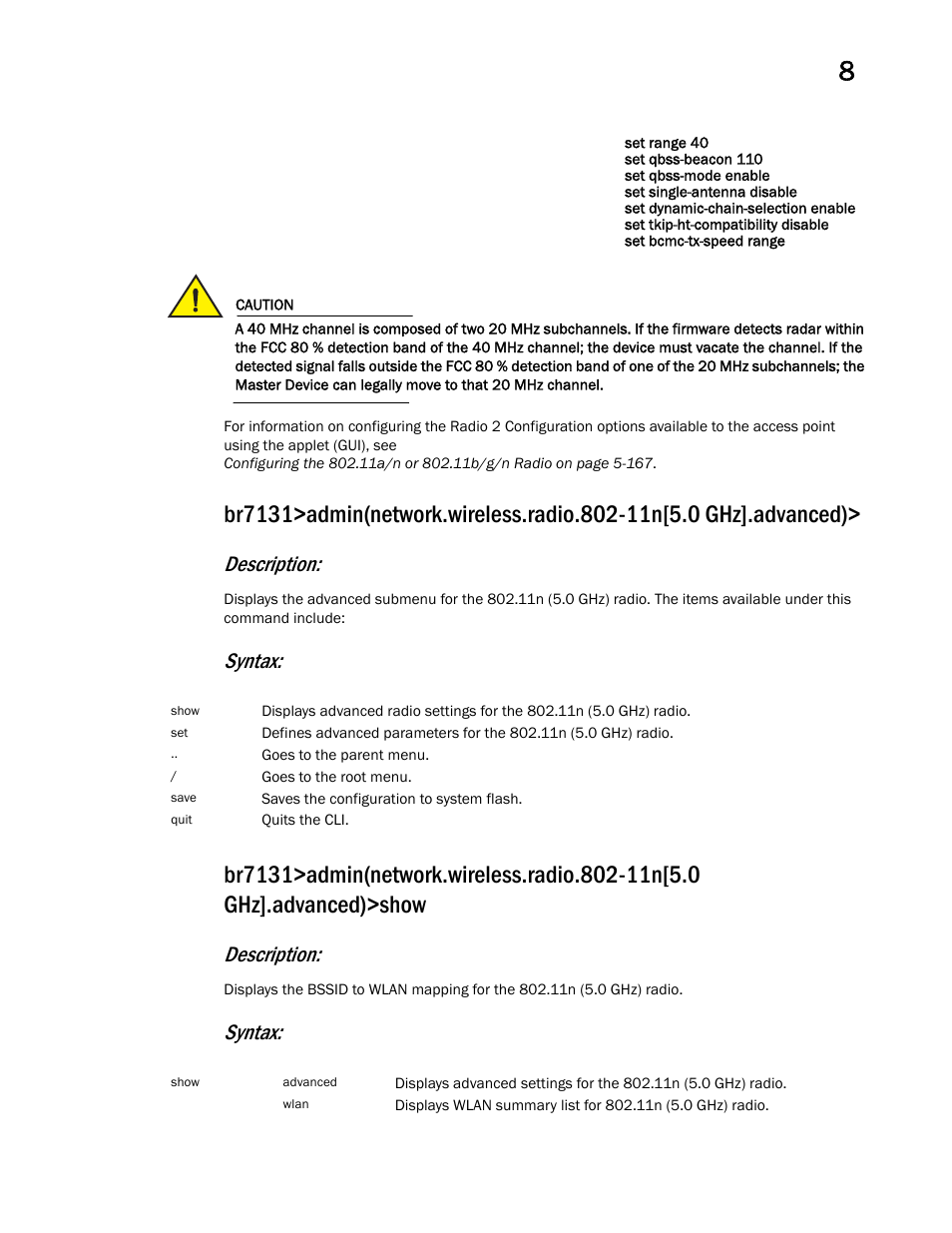 Description, Syntax | Brocade Mobility 7131 Access Point Product Reference Guide (Supporting software release 4.4.0.0 and later) User Manual | Page 365 / 520