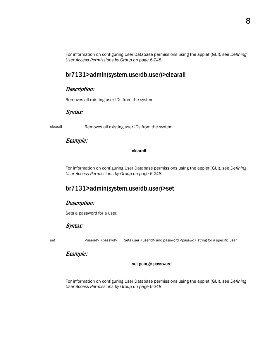 Description, Syntax: example | Brocade Mobility 7131 Access Point Product Reference Guide (Supporting software release 4.4.0.0 and later) User Manual | Page 417 / 520