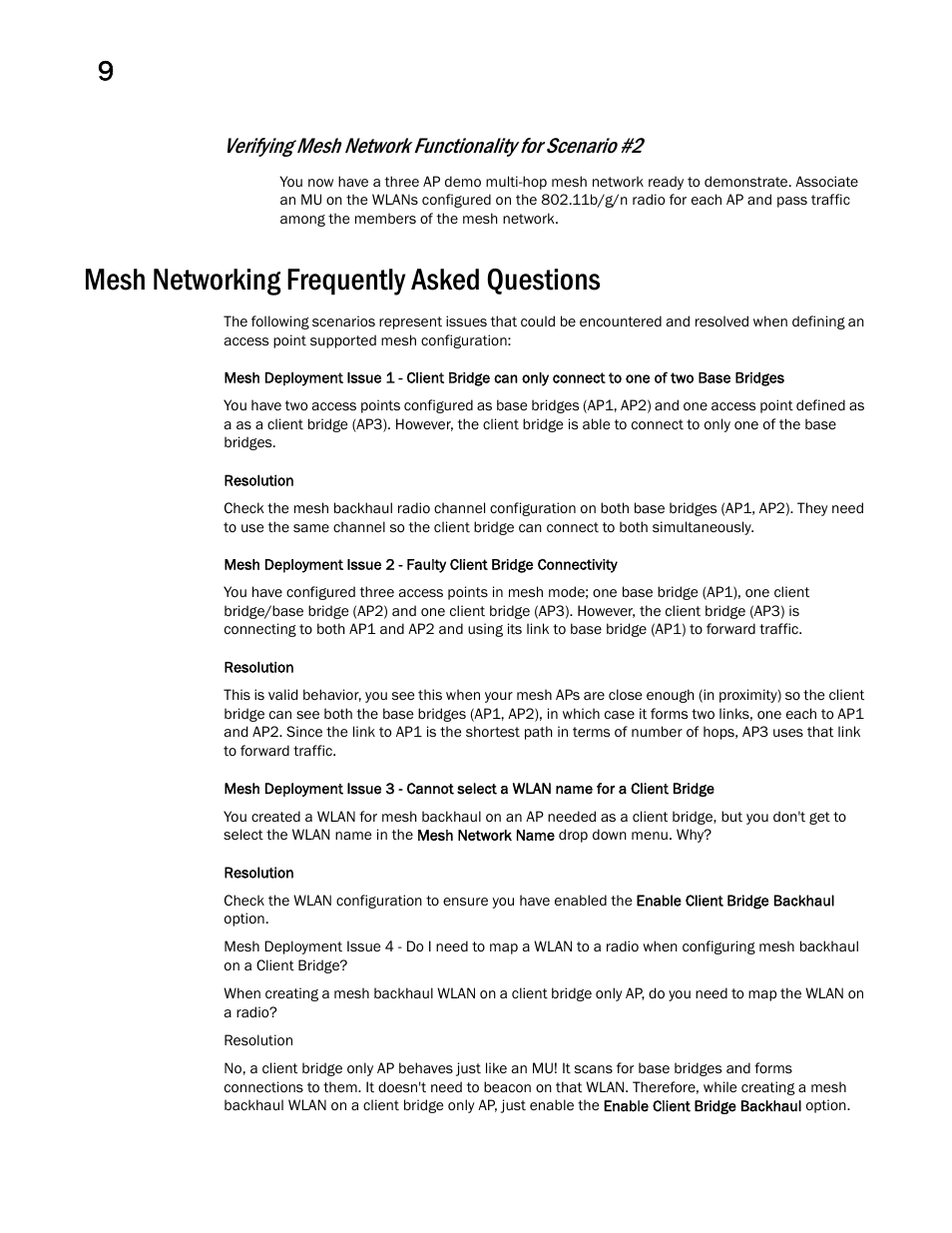 Mesh networking frequently asked questions | Brocade Mobility 7131 Access Point Product Reference Guide (Supporting software release 4.4.0.0 and later) User Manual | Page 480 / 520