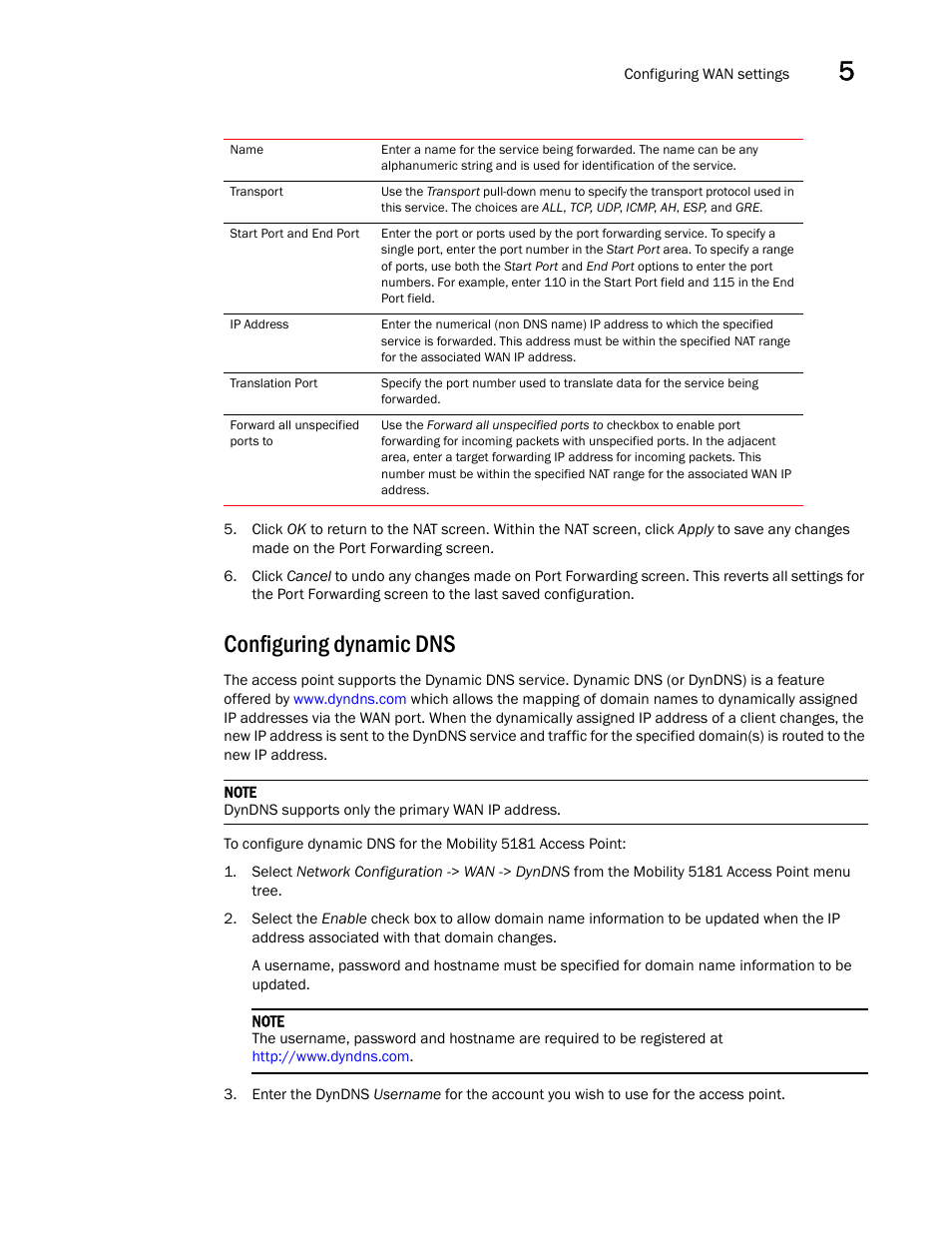 Configuring dynamic dns, E, see | Brocade Mobility 5181 Access Point Product Reference Guide (Supporting software release 4.4.0.0) User Manual | Page 119 / 428