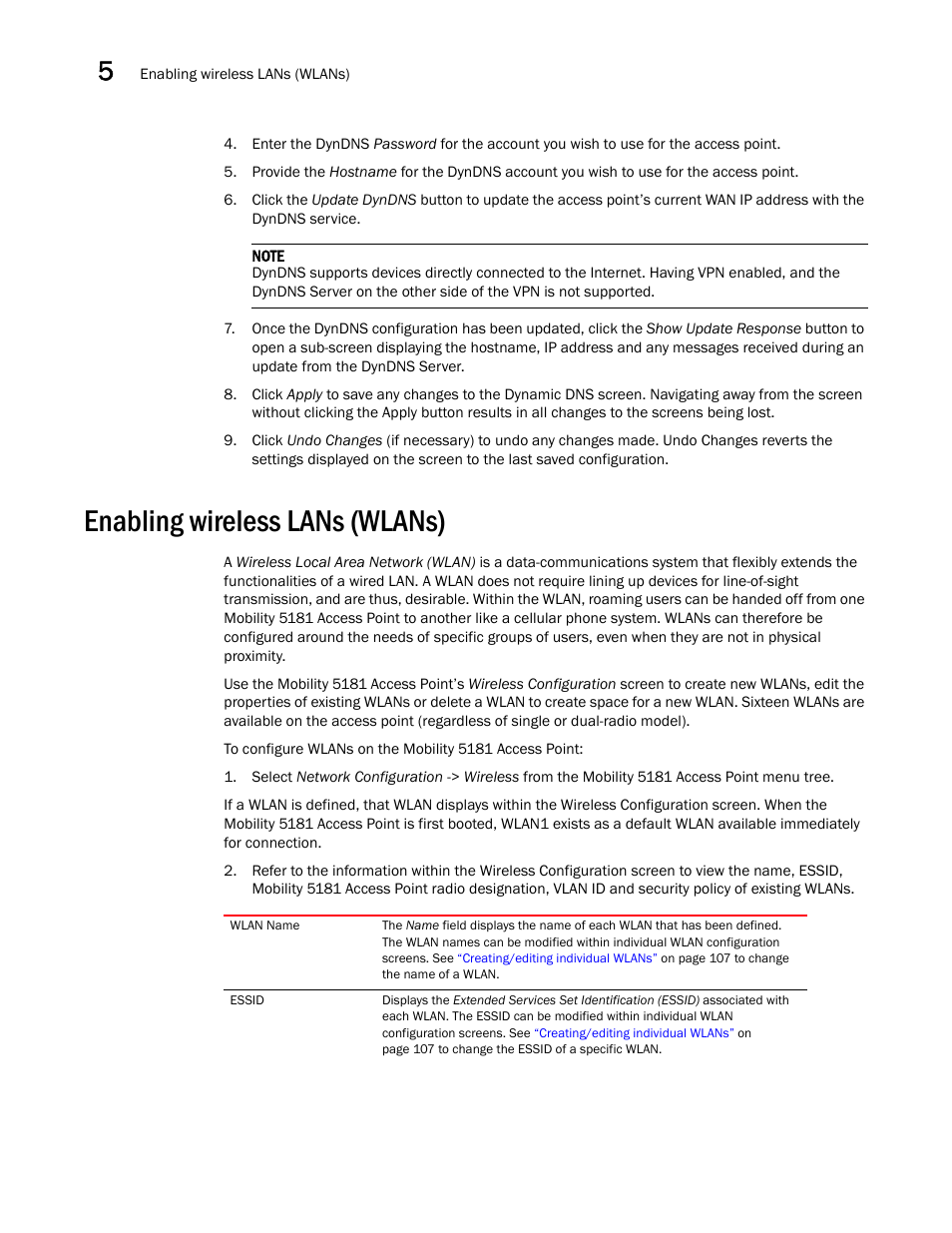 Enabling wireless lans (wlans), Enabling wireless, Lans (wlans) | Brocade Mobility 5181 Access Point Product Reference Guide (Supporting software release 4.4.0.0) User Manual | Page 120 / 428